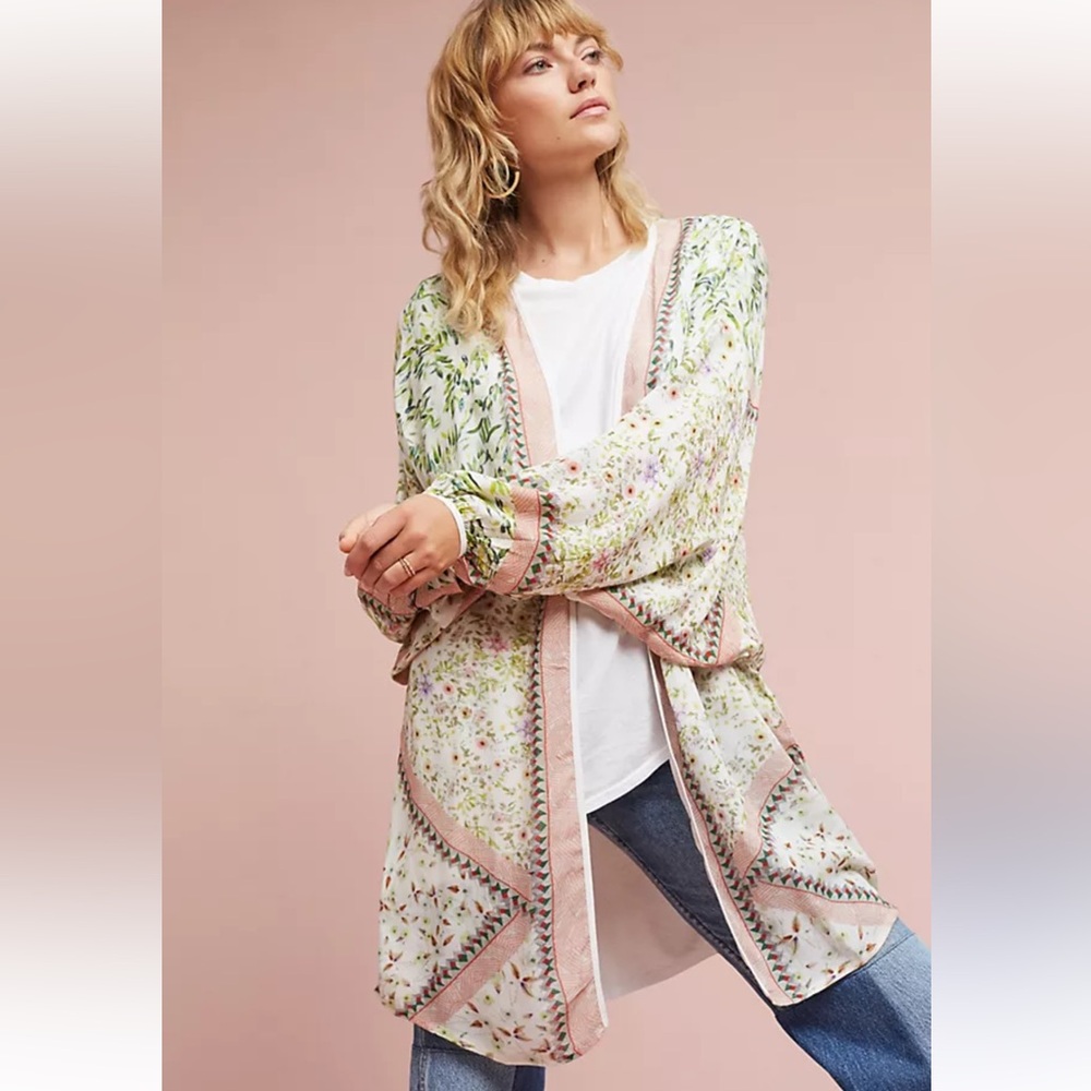 Anthropologie Bl^nk Scarlett boho floral kimono OS